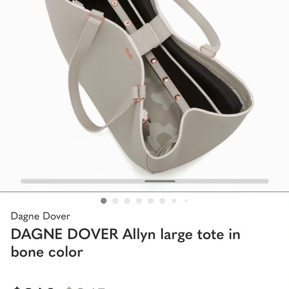 Dagne Dover Allyn Large Cream Tote Bag in bone color - Picture 7 of 14